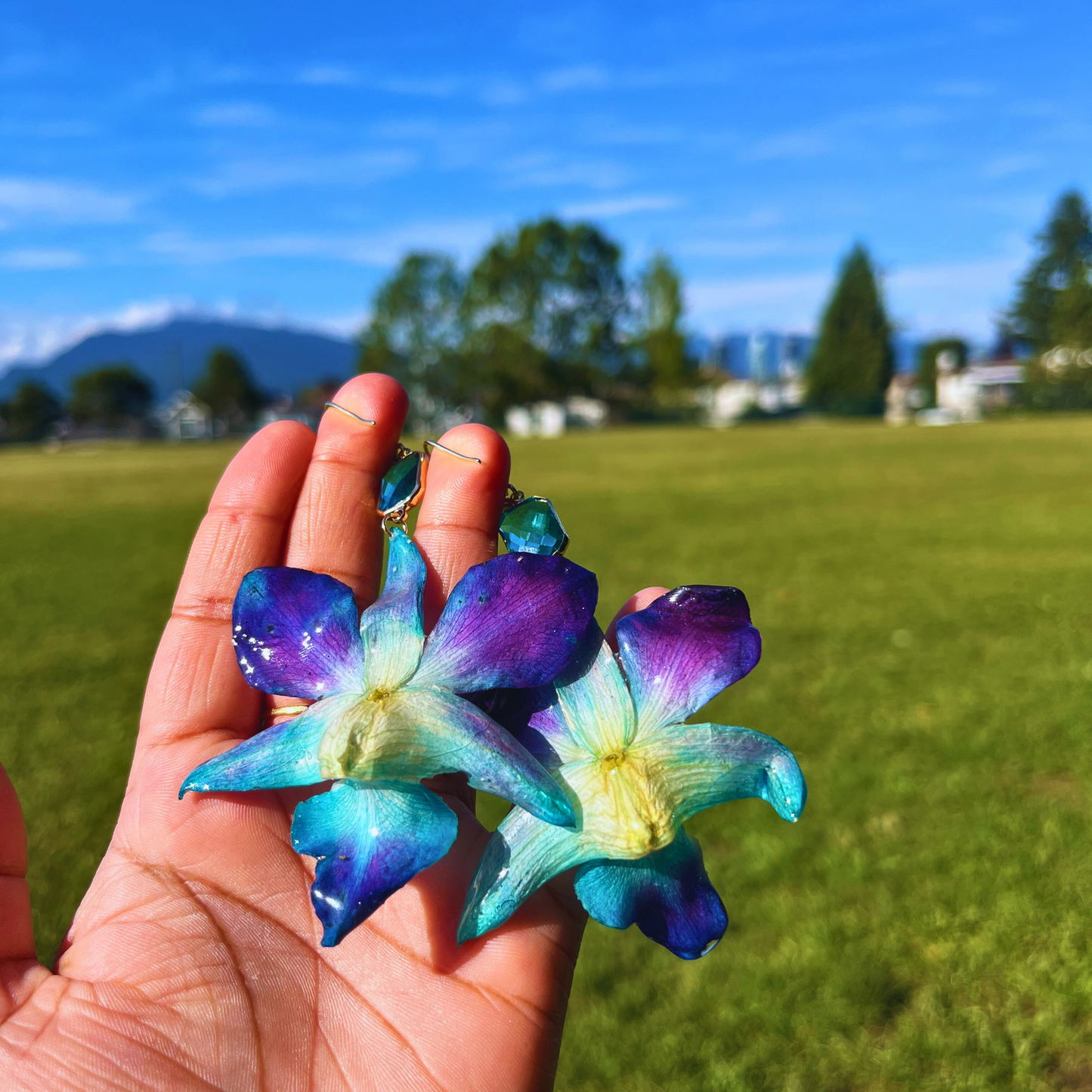 PREORDER Blue Purple Real Orchid Dangles