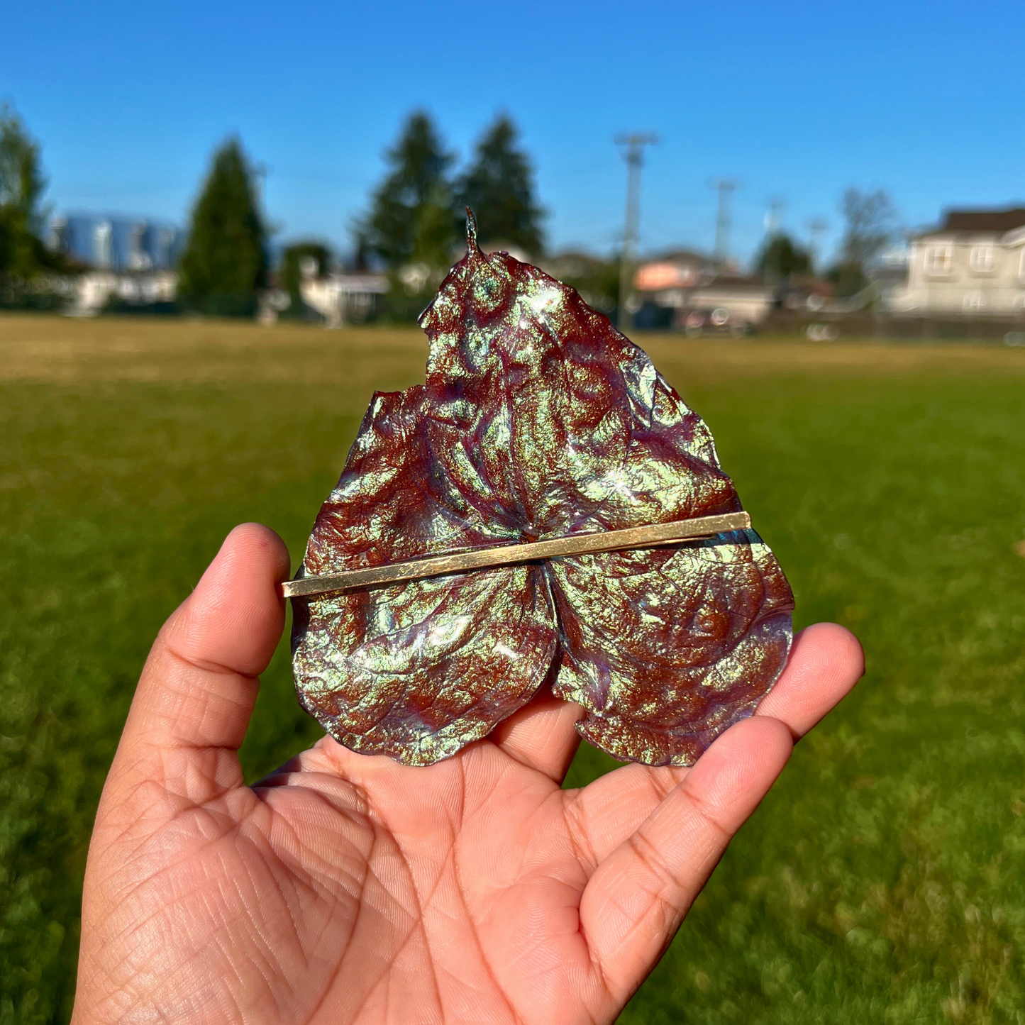 Hand painted Real Anthurium Hairpin