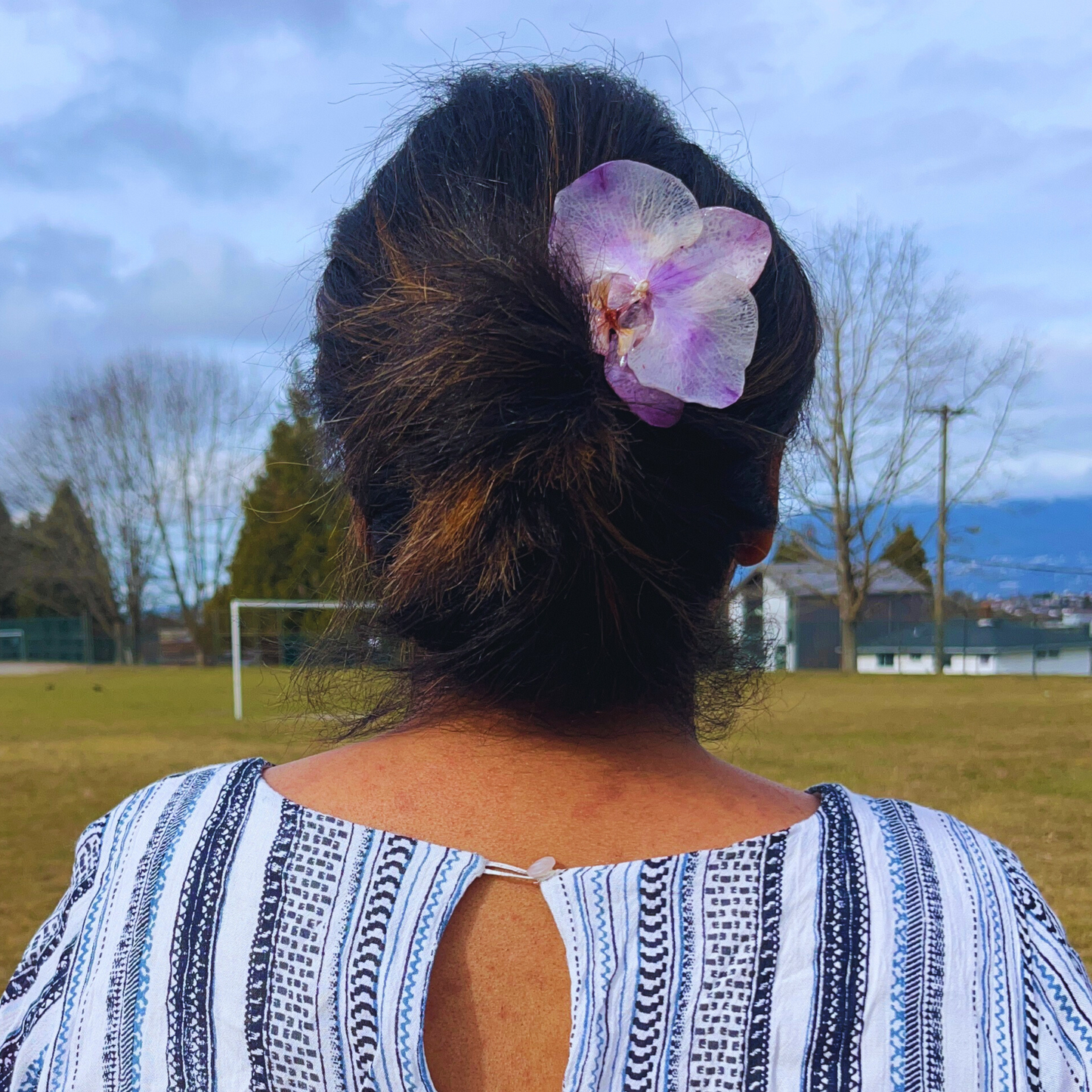 Real Orchid hair pin