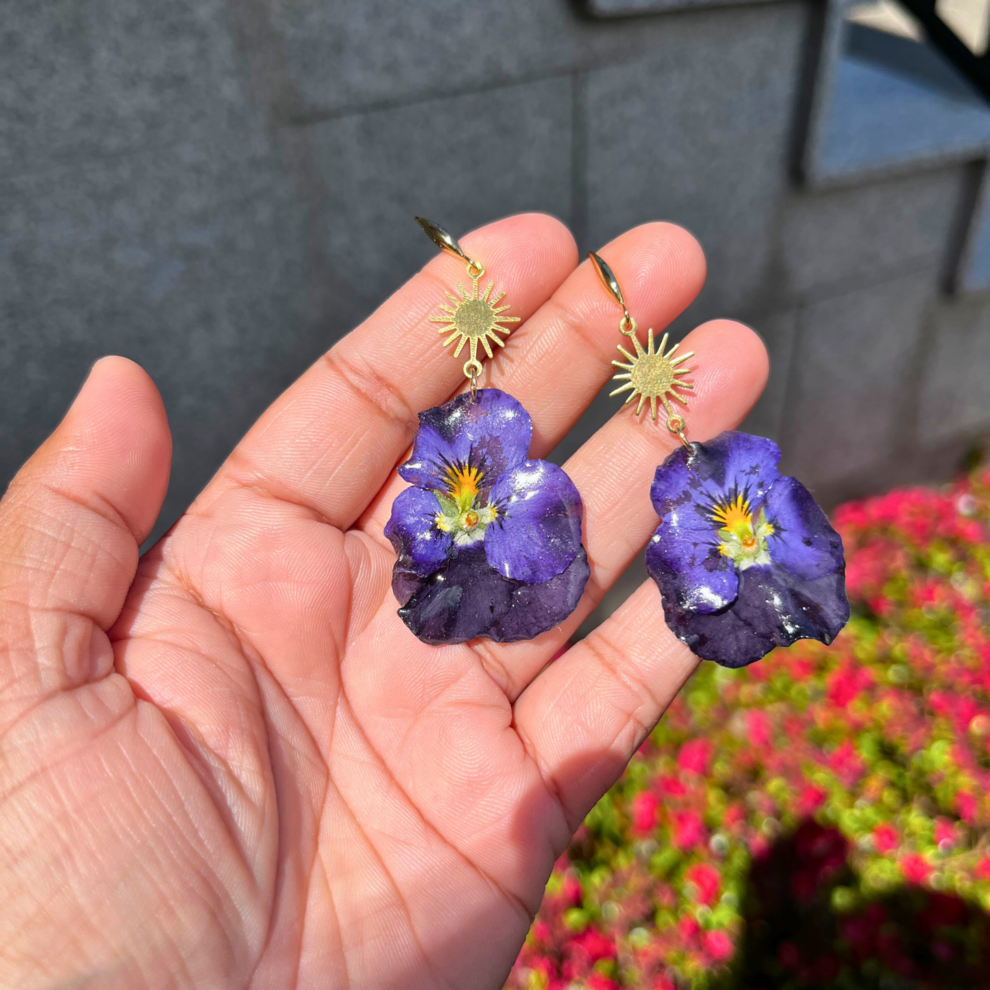 Purple Pansies Earrings