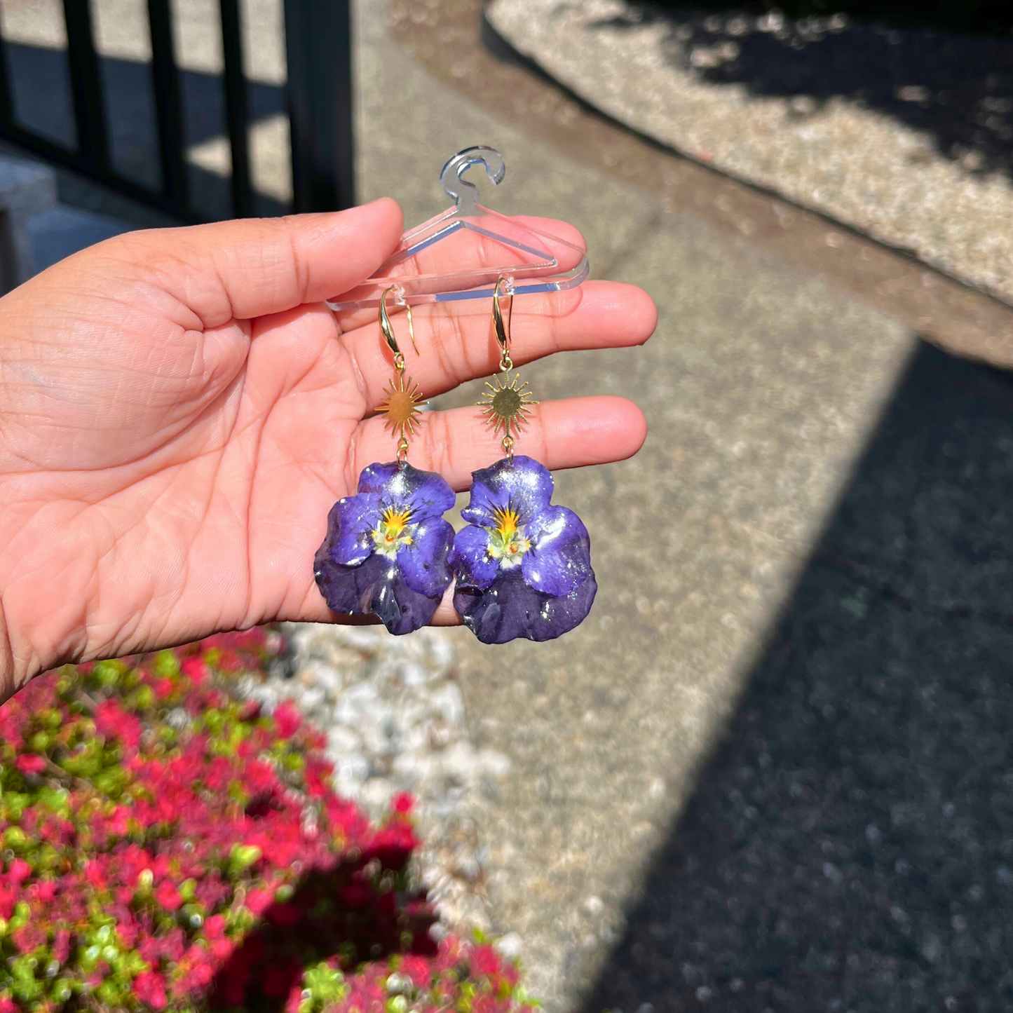 Purple Pansies Earrings