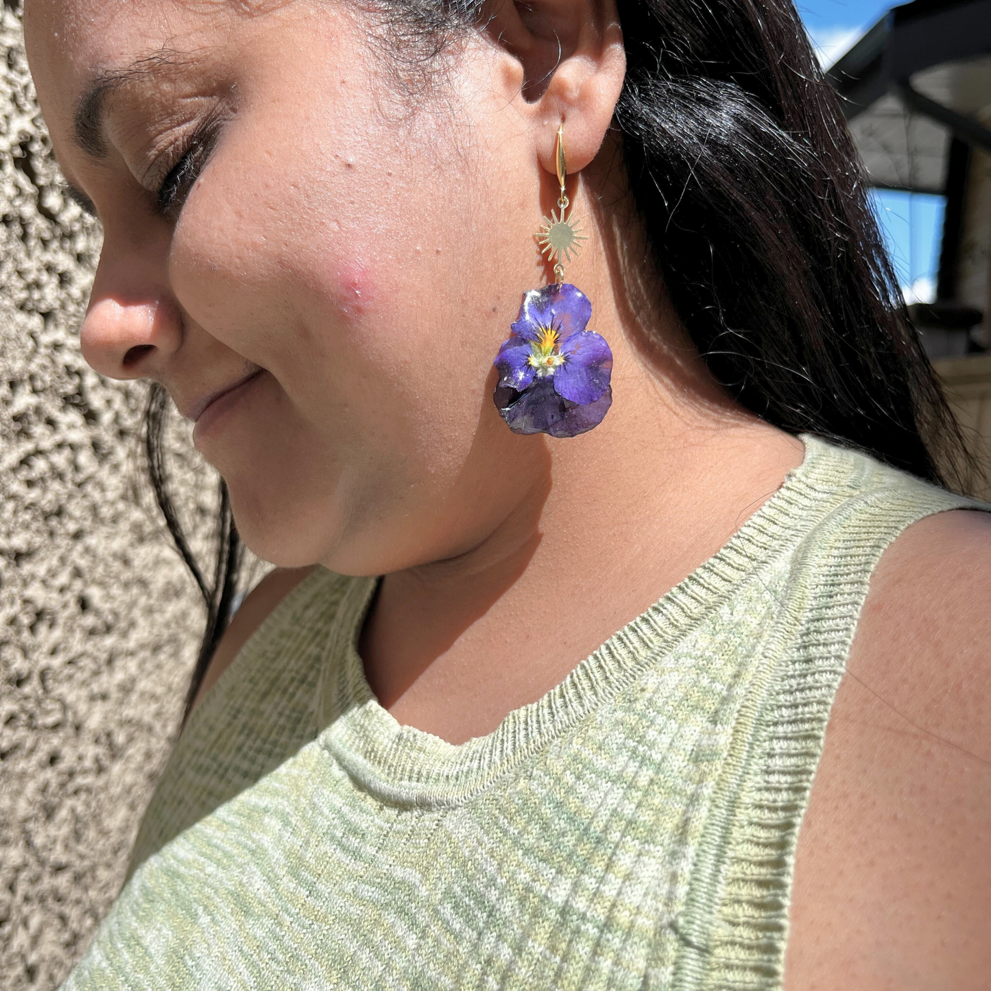 Purple Pansies Earrings