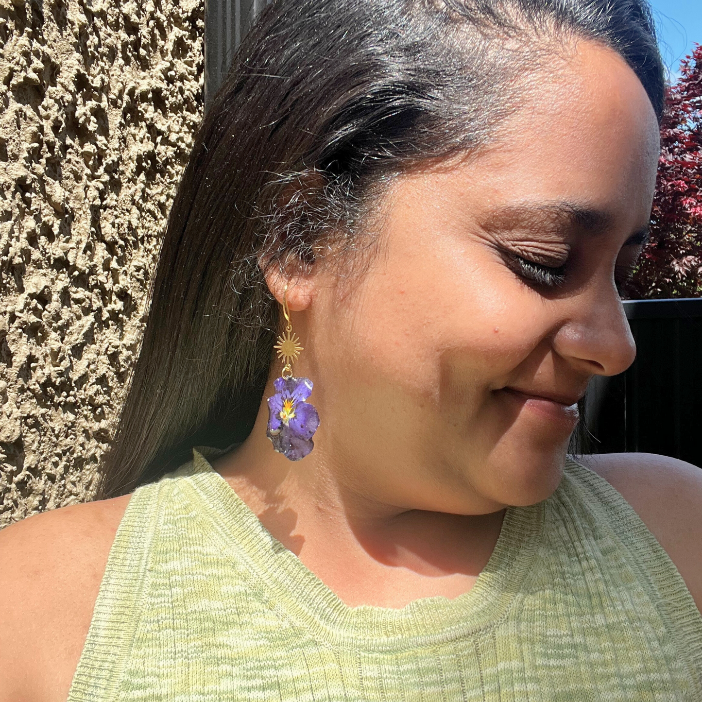 Purple Pansies Earrings