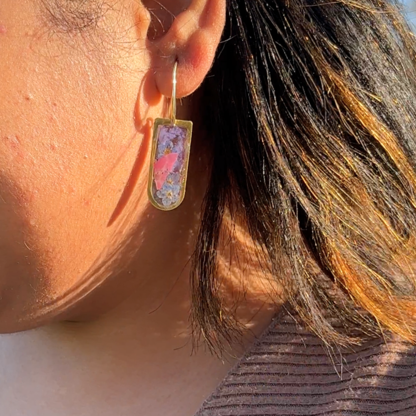 Forget me Not, hydrangeas real flower earrings