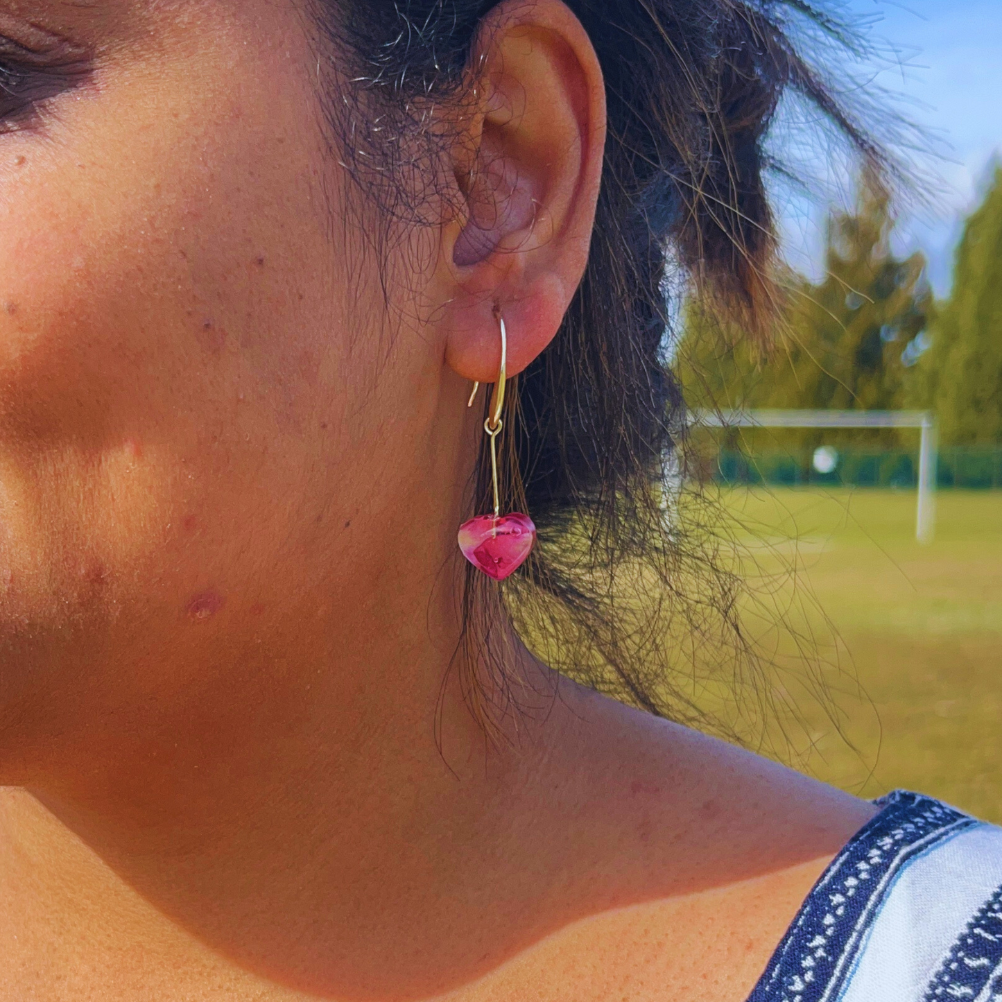 Rose Heart Flower Earrings