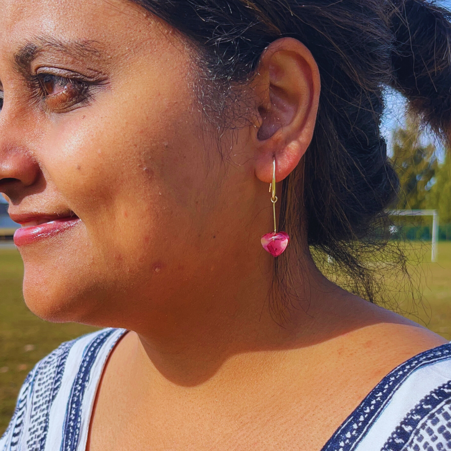 Rose Heart Flower Earrings