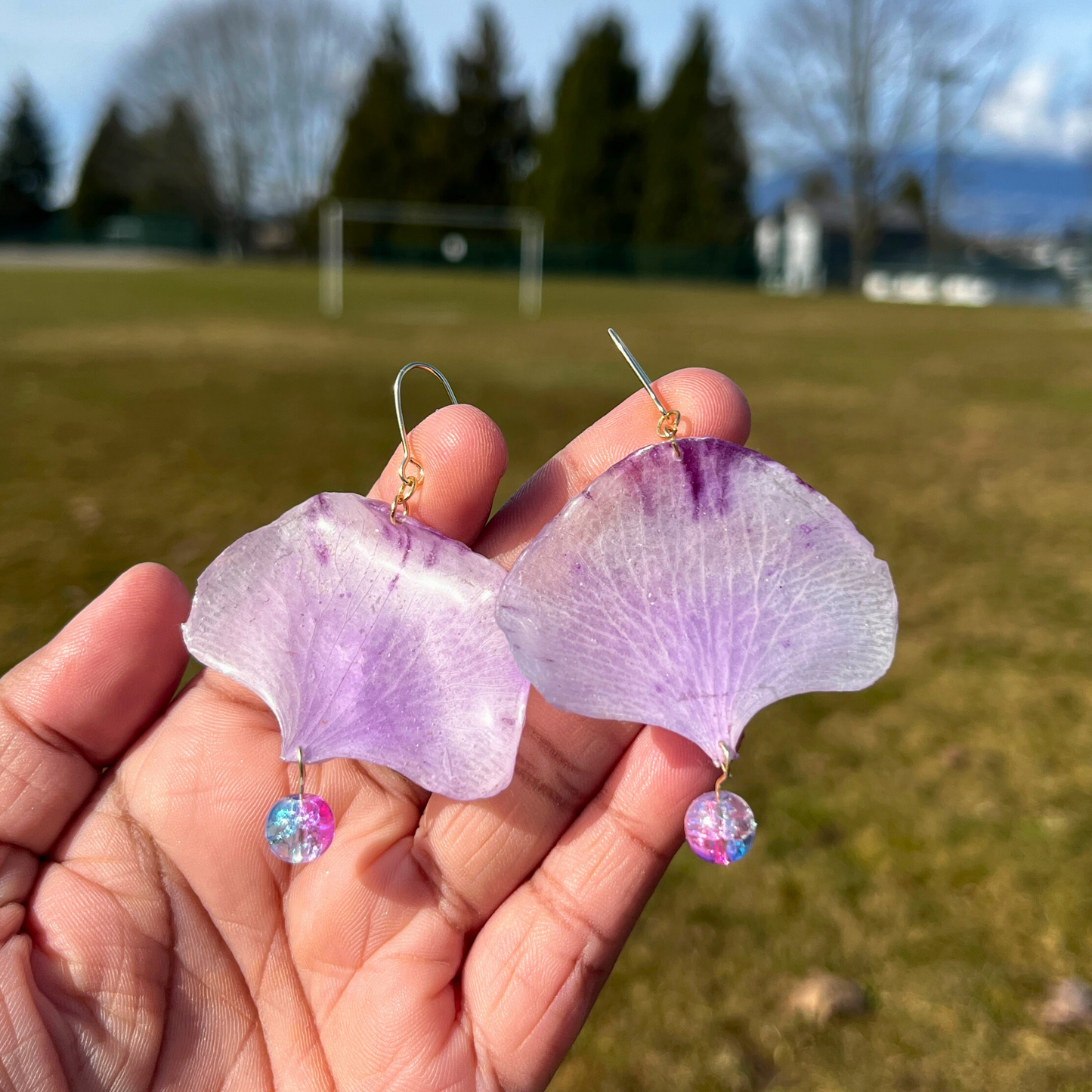 Large Real Orchids Petal Earring