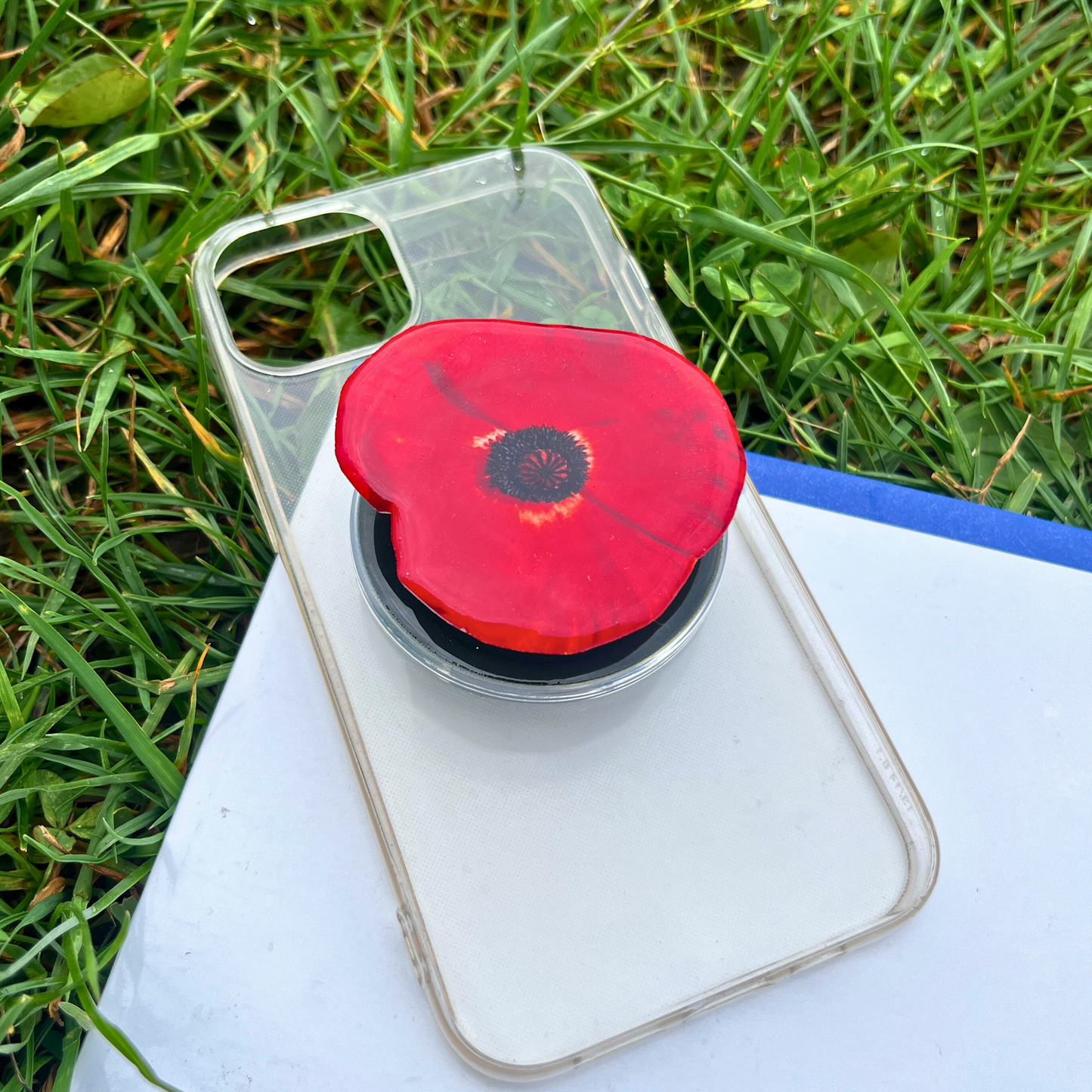 Red Poppy Flower Phone Grip Holder - Pop Socket