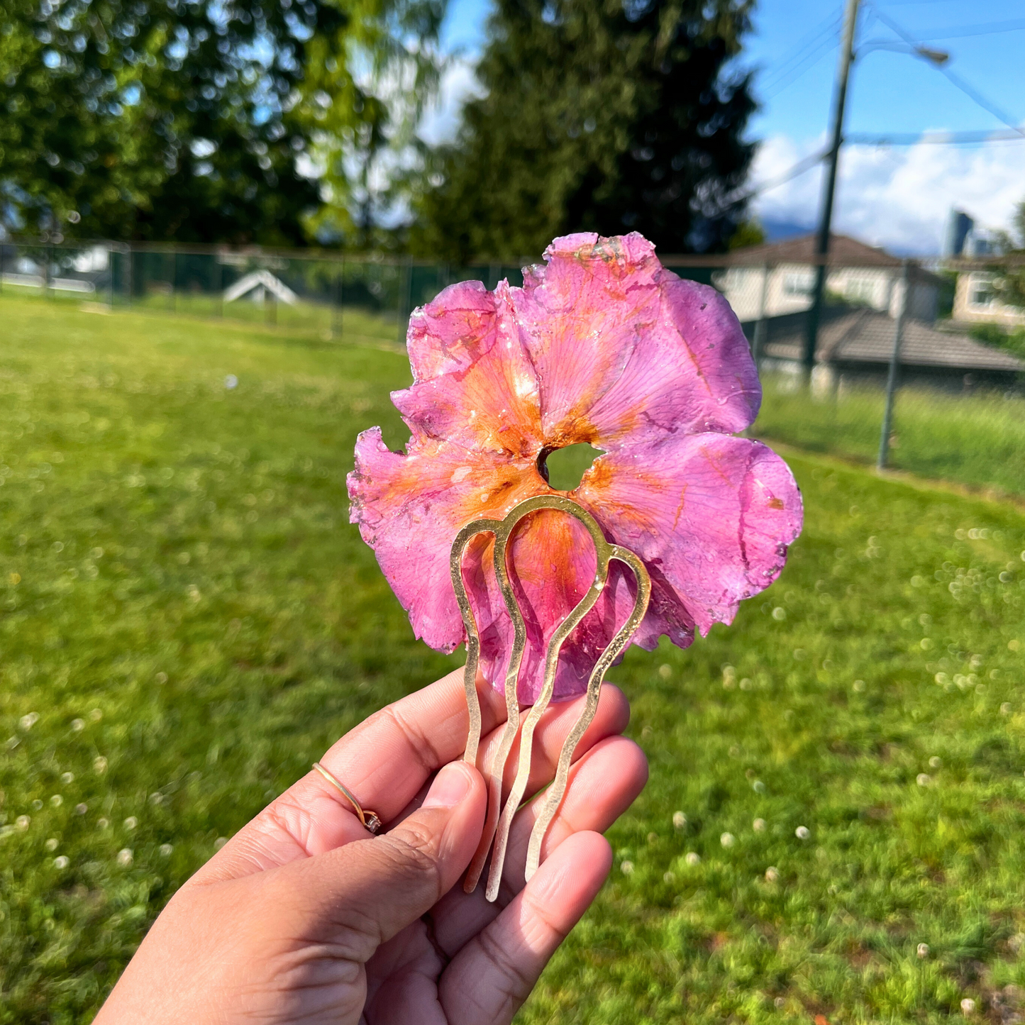Unique Pinkish Real Rose Hair Pin