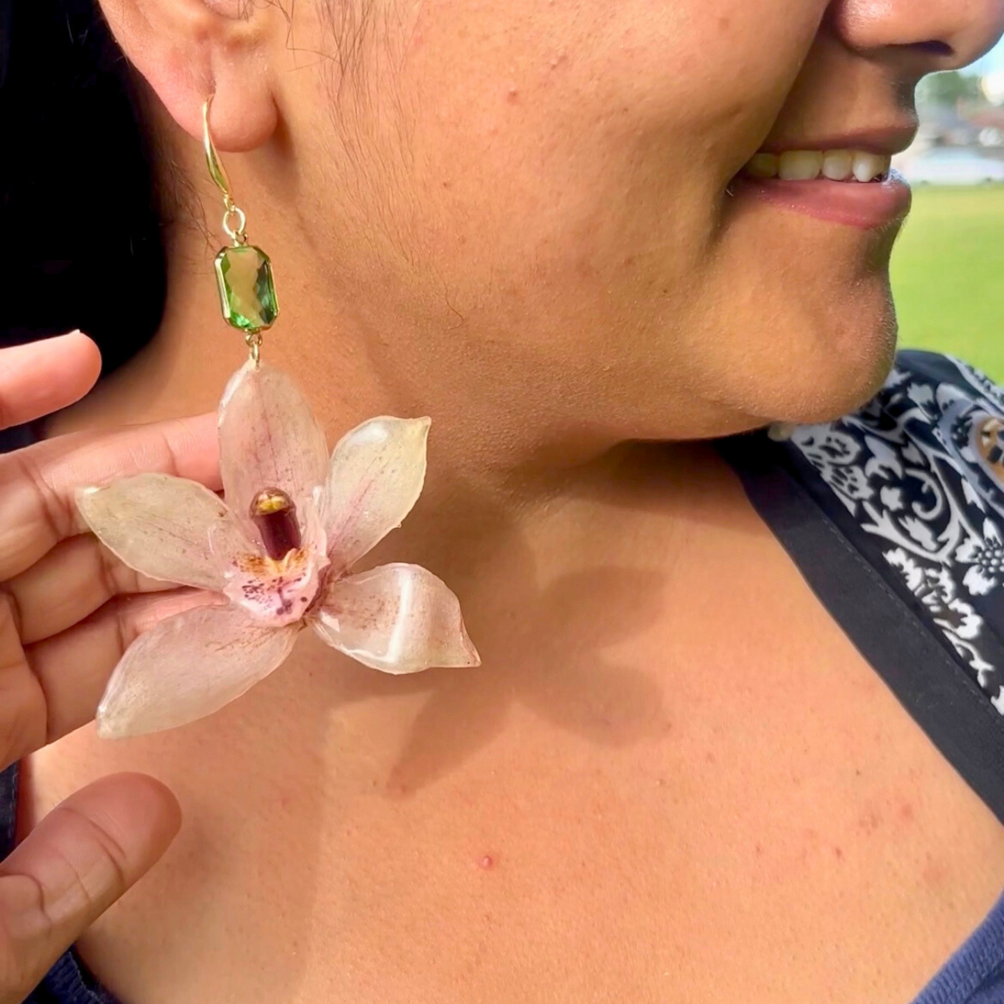 Real Cymbidium Orchid Earrings