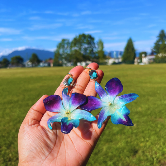 PREORDER Blue Purple Real Orchid Dangles