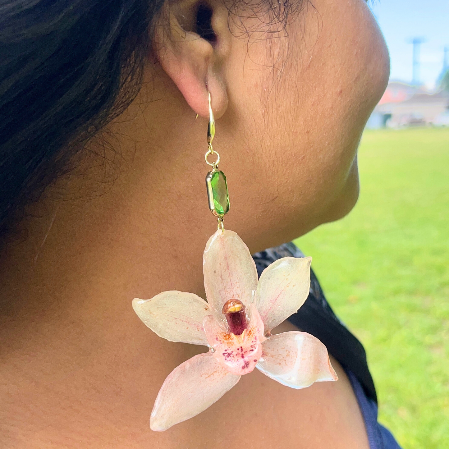 Real Cymbidium Orchid Earrings