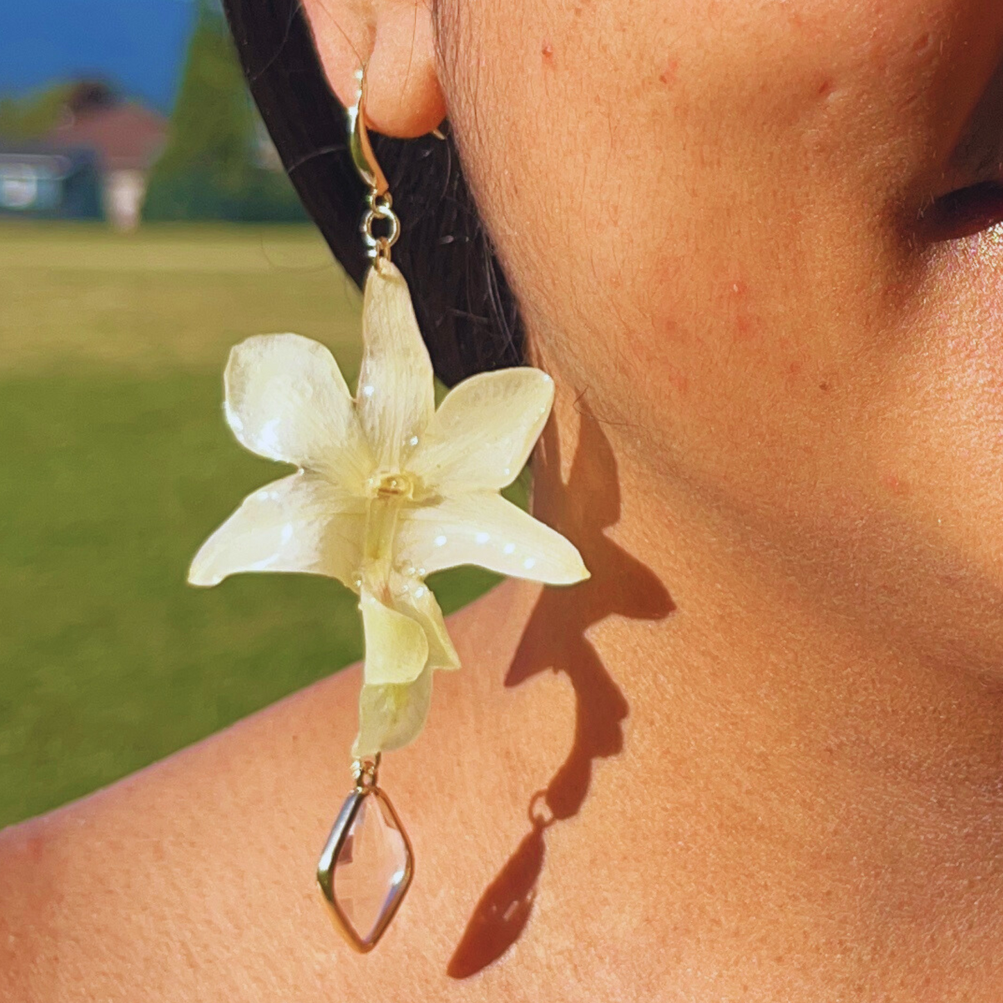 Real White Orchid - Bridal Earrings