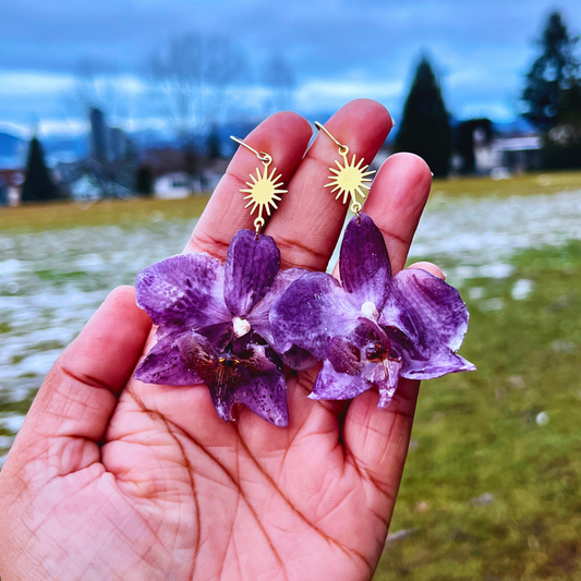 Real Spotted Orchid earrings
