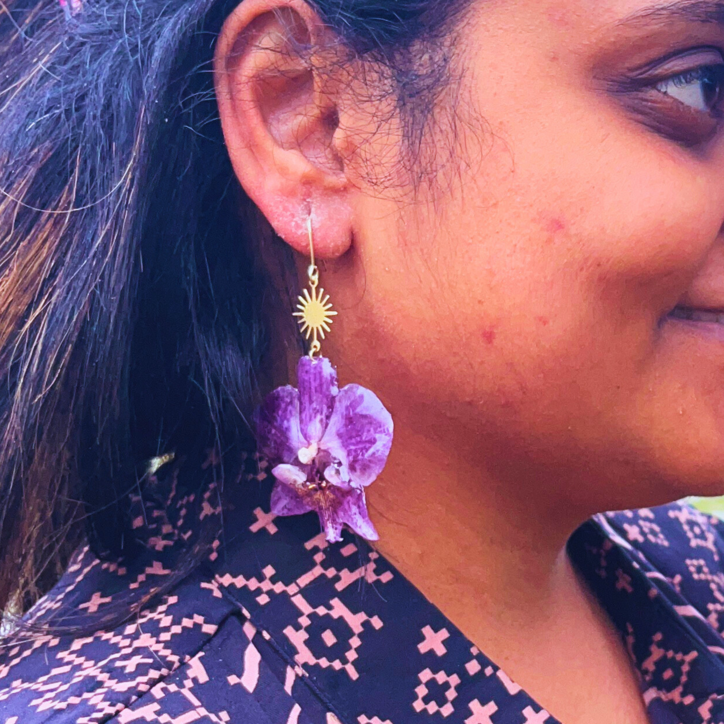 Real Spotted Orchid earrings