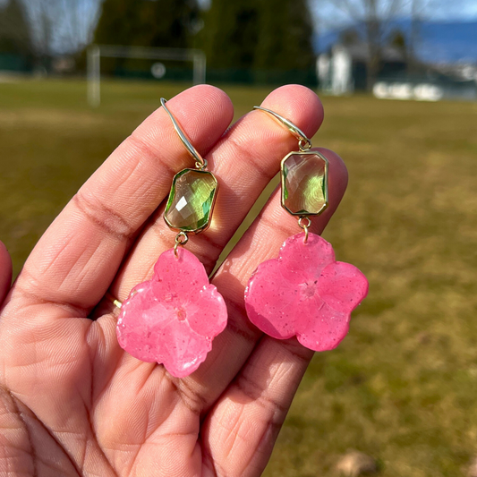 Pink Real Hydrangea earrings