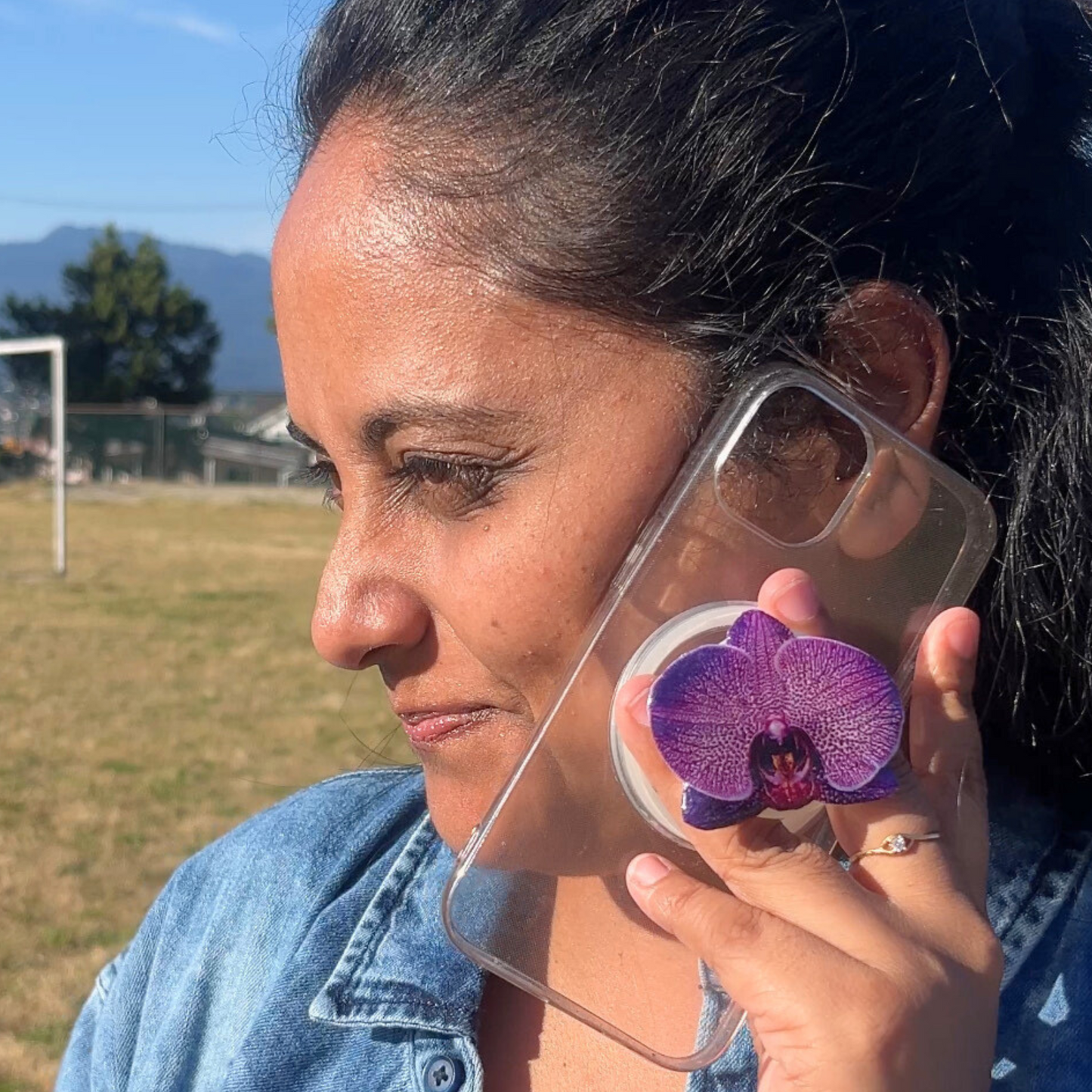 Purple Spotted Orchid Flower Phone Grip Holder - Pop Socket