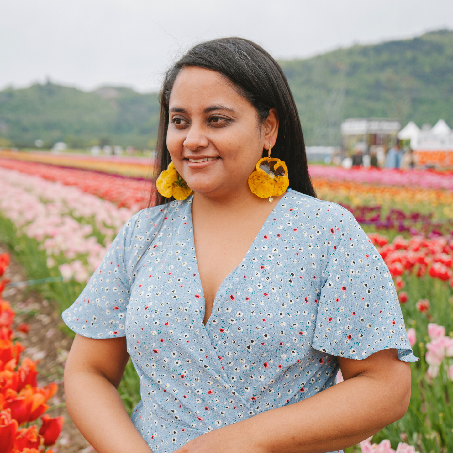 Yellow Pansy Earrings