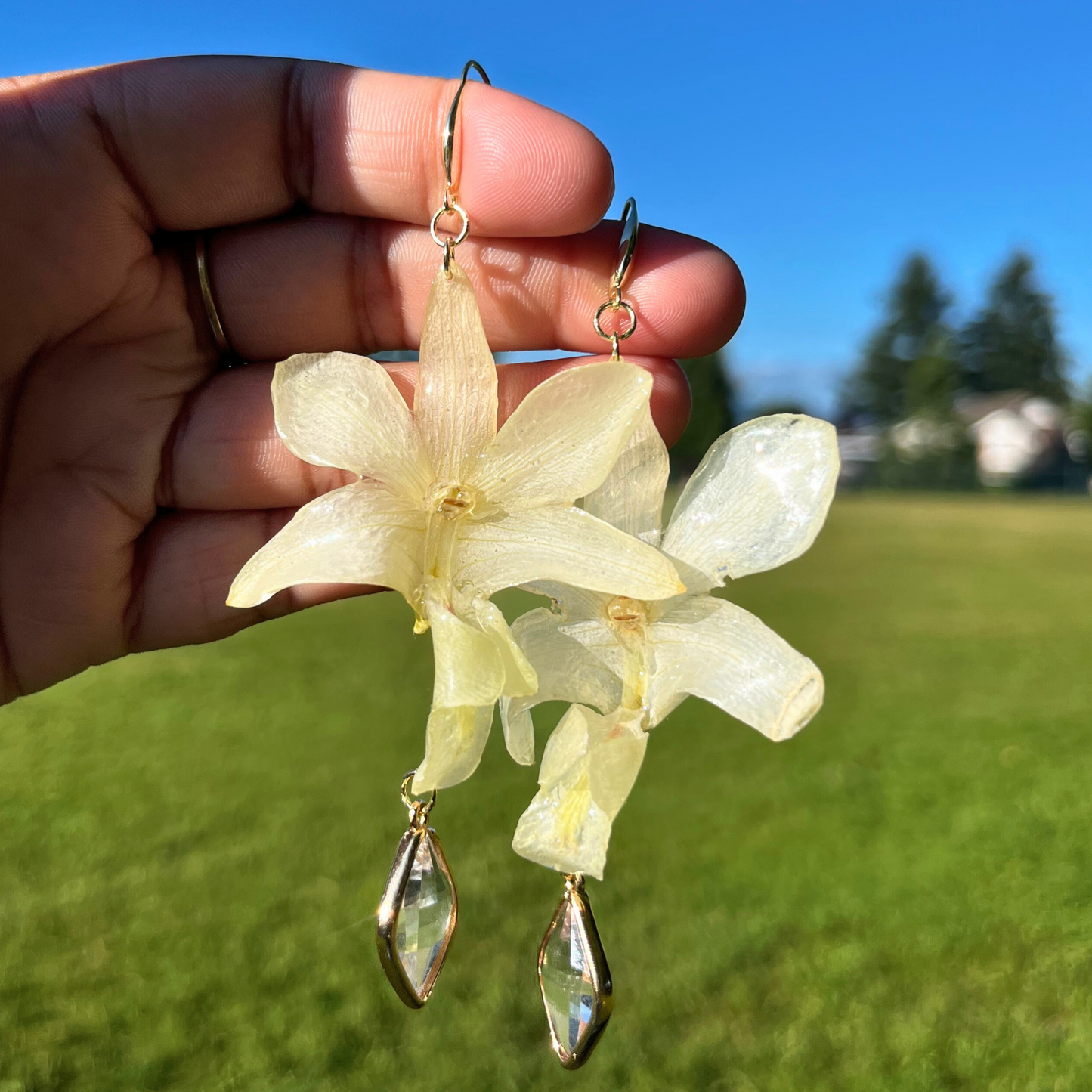 Real White Orchid - Bridal Earrings