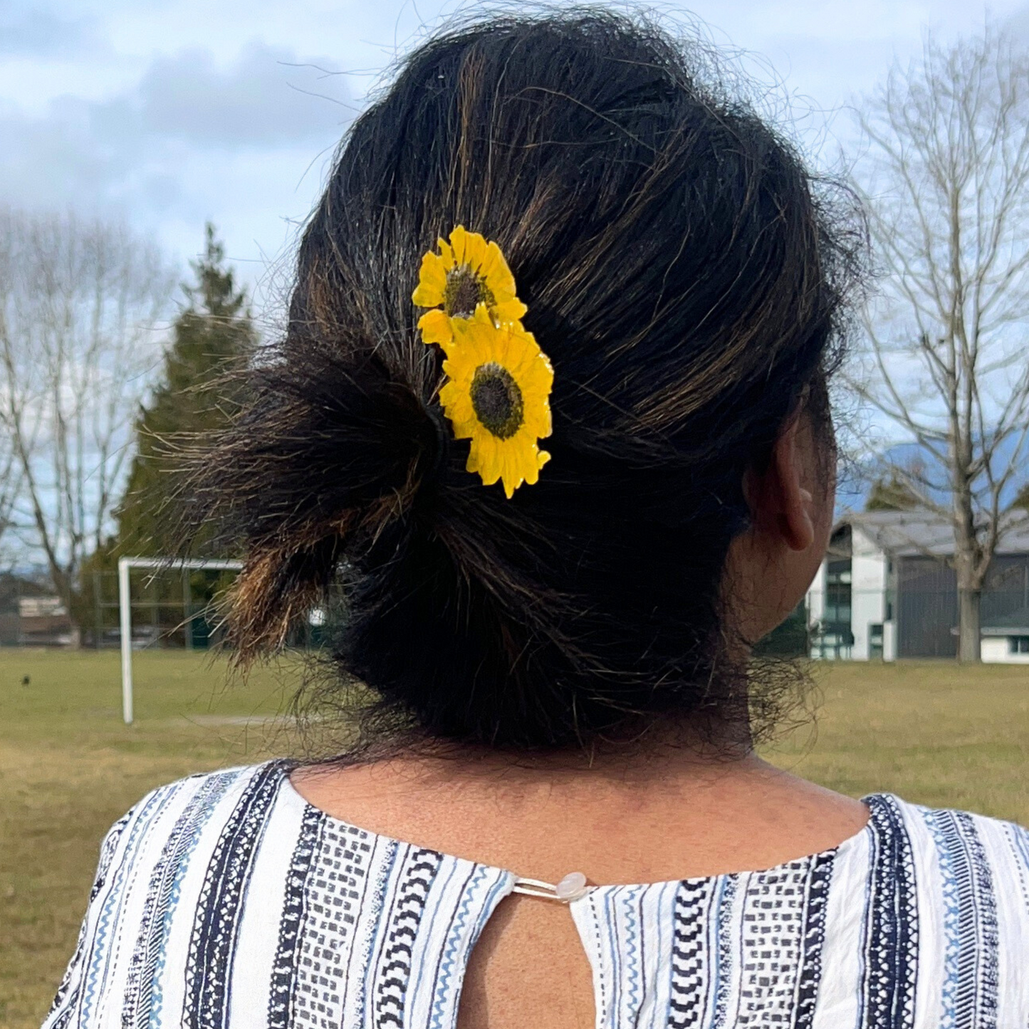 Real Sunflower hair pin