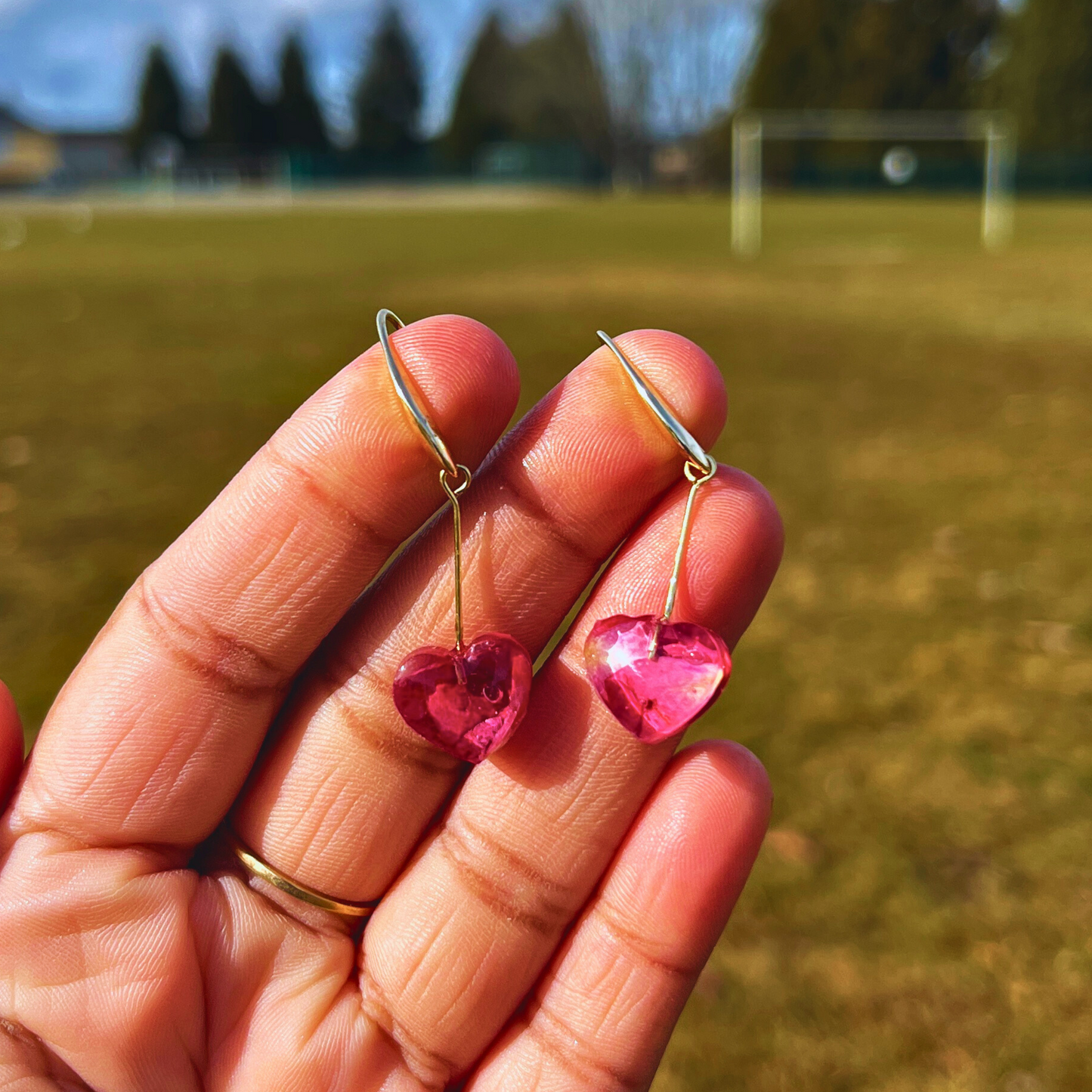 Rose Heart Flower Earrings