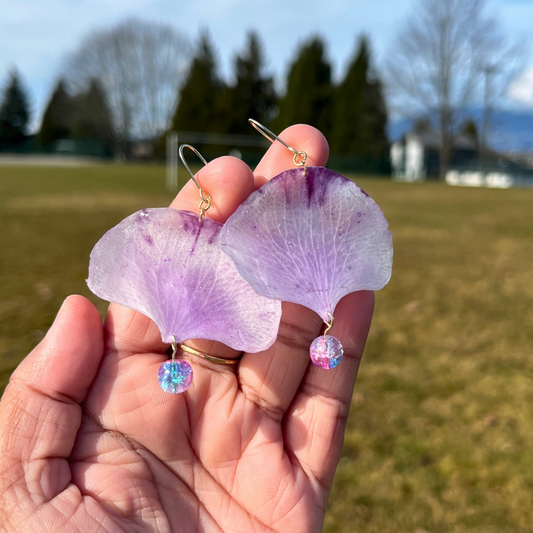 Large Real Orchids Petal Earring
