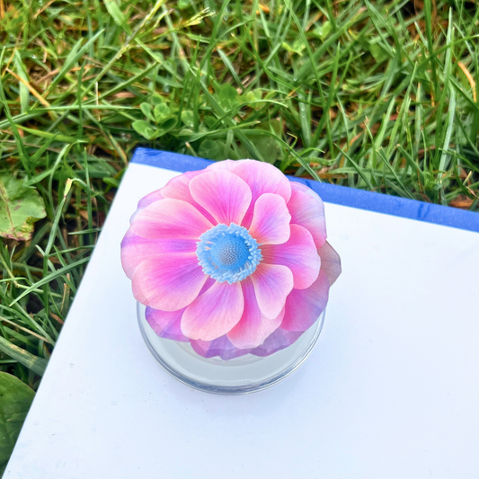 Pink Blue Flower Phone Grip Holder - Pop Socket