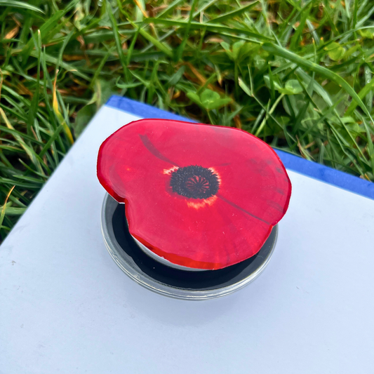 Red Poppy Flower Phone Grip Holder - Pop Socket