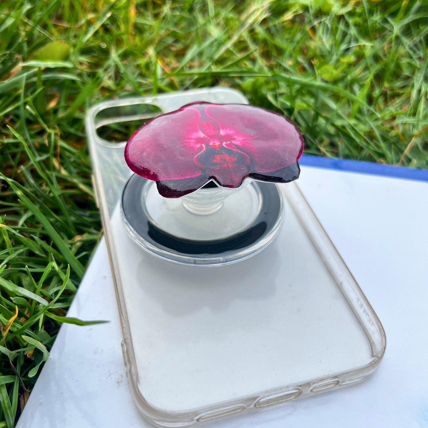 Purple Orchid Flower Phone Grip Holder - Pop Socket
