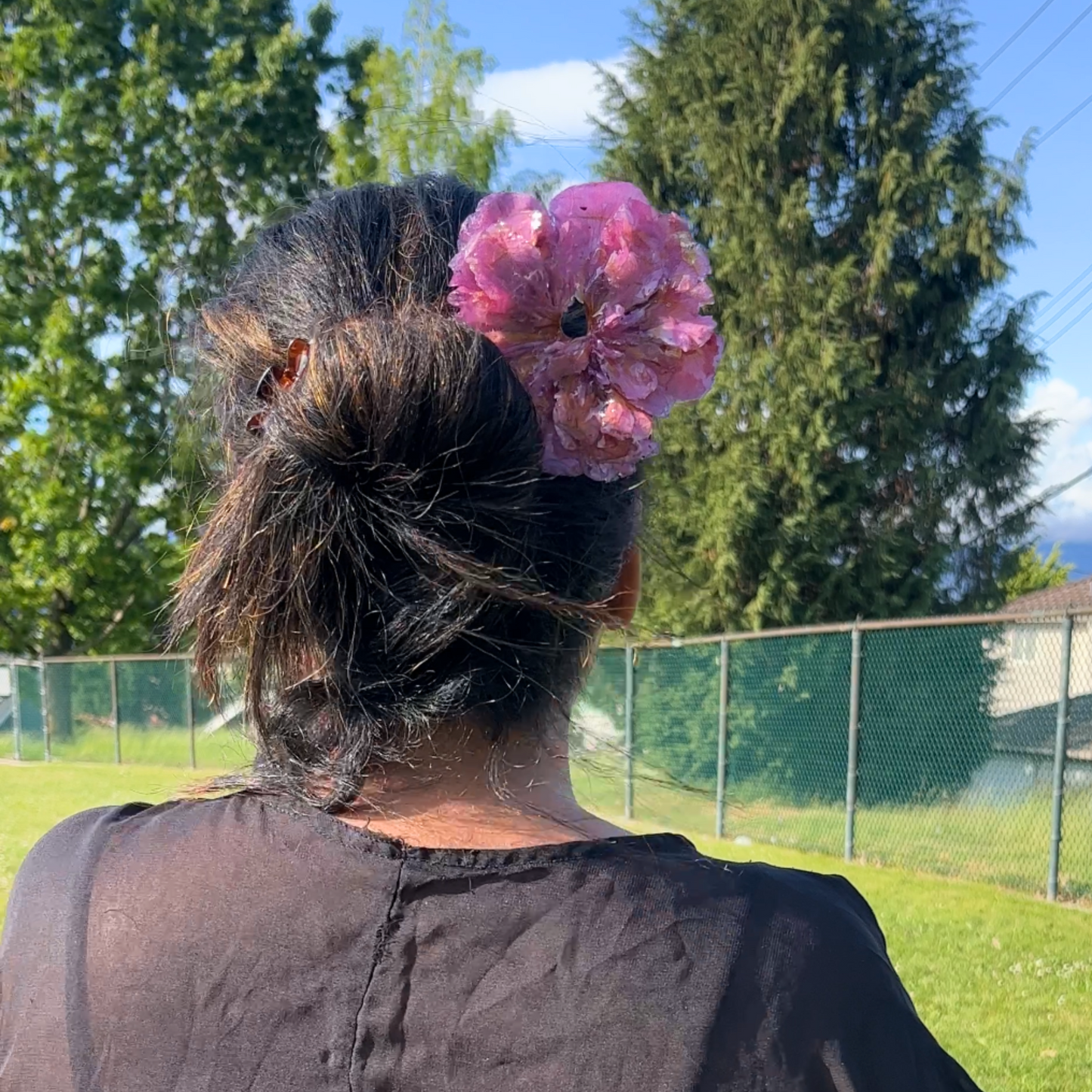 Unique Pinkish Real Rose Hair Pin