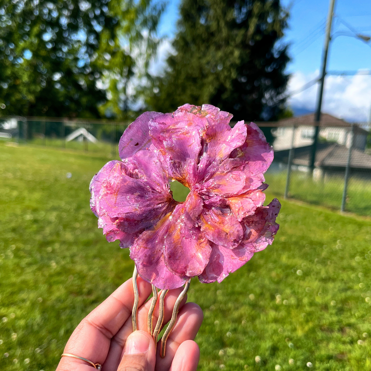 Unique Pinkish Real Rose Hair Pin