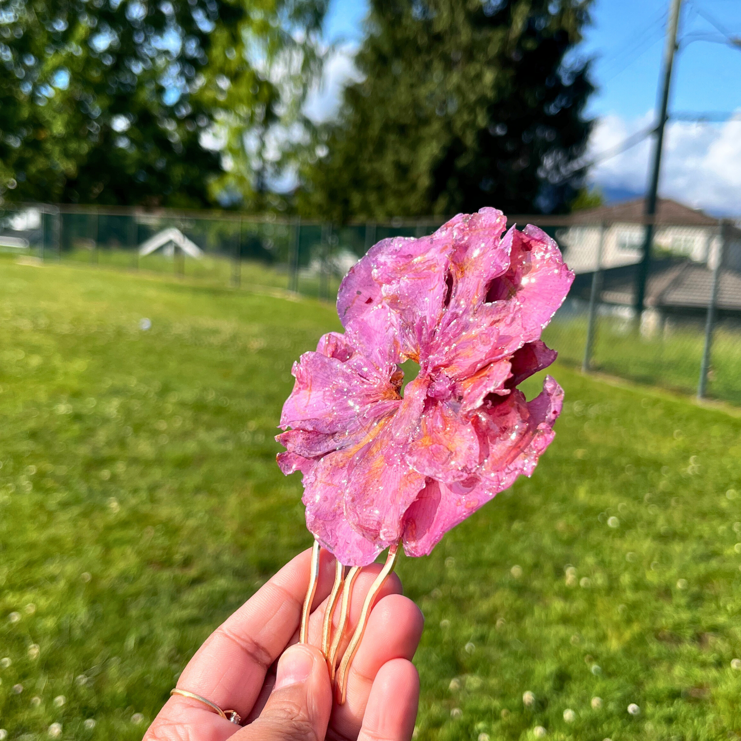 Unique Pinkish Real Rose Hair Pin