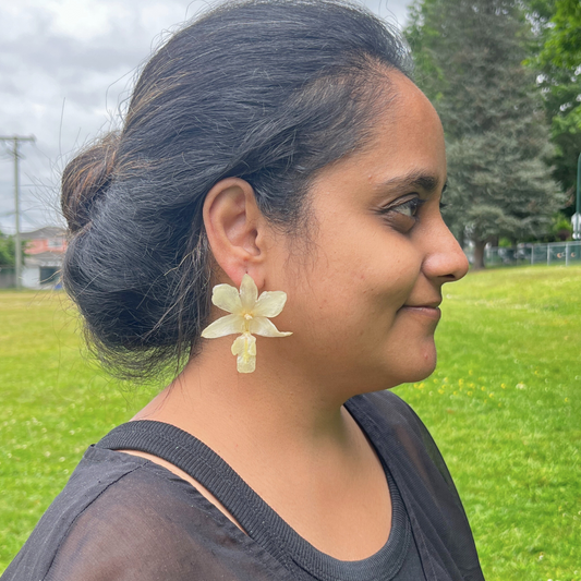Real White Orchid - Bridal Earrings