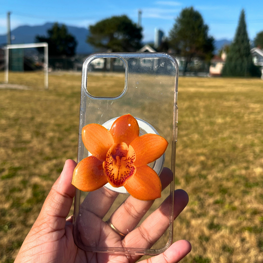 Yellow Cymbidium Orchid Flower Phone Grip Holder - Pop Socket