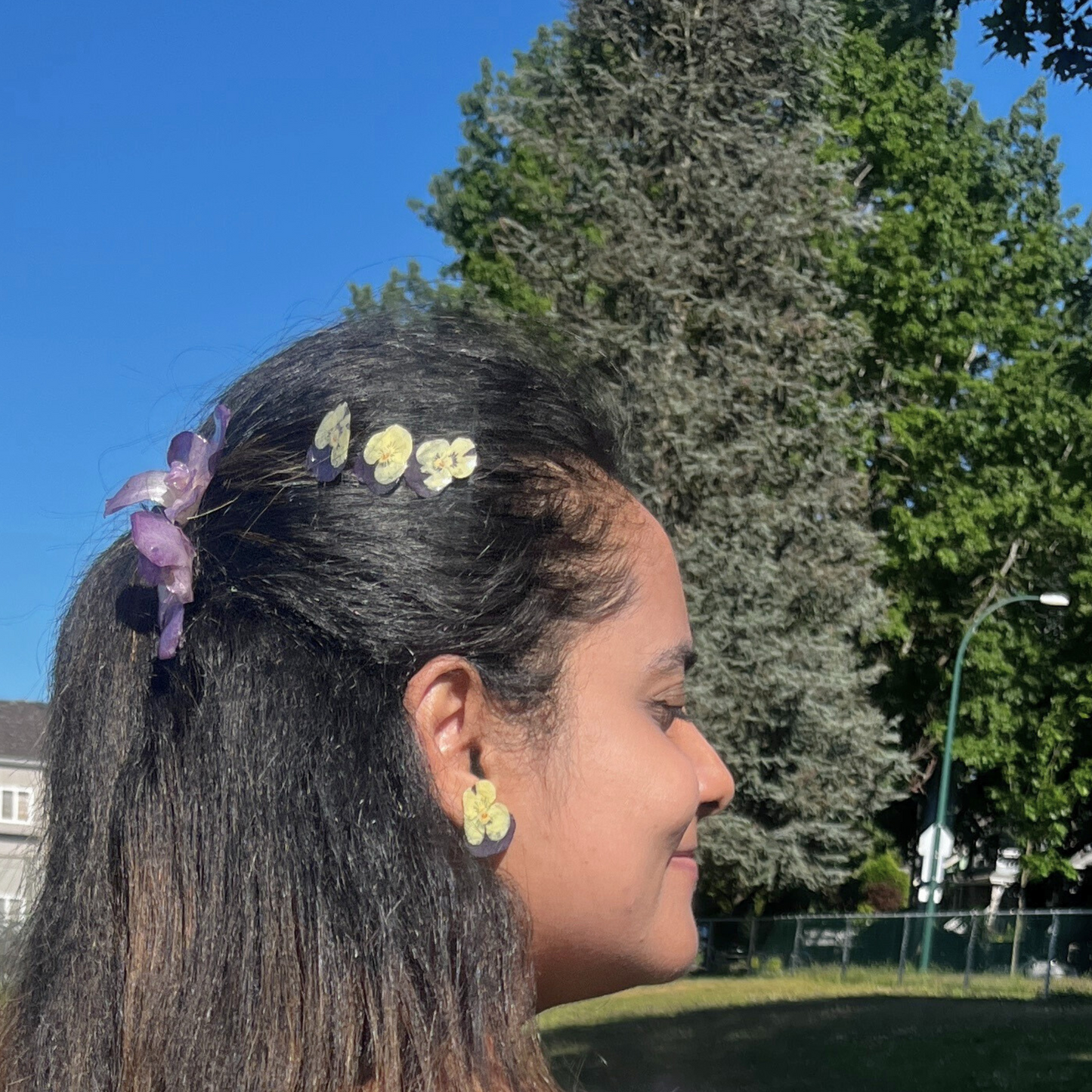 Real Pansy hair pin